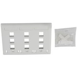 IEC WH30809 White Plastic Three Gang Wall Plate with 9 Cutouts for Keystone Inserts