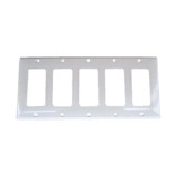 IEC WH50005 White Plastic Five Gang Wall Plate with 5 Decora Cutouts