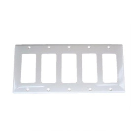 IEC WH50005 White Plastic Five Gang Wall Plate with 5 Decora Cutouts