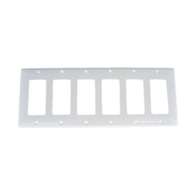 IEC WH60006 White Plastic Six Gang Wall Plate with 6 Decora Cutouts