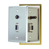 IEC WLS661561 Stainless Steel Wall Plate with One VGA and One 3.5mm Stereo Jack