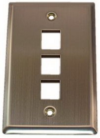 IEC WS10803 Stainless Steel Wall Plate with 3 Cutout for a Keystone Inserts