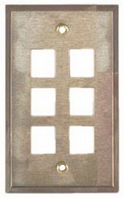 IEC WS10806 Stainless Steel Wall Plate with 6 Cutout for a Keystone Inserts