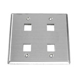 IEC WS20804 Stainless Steel Two Gang Wall Plate with 4 Cutouts for Keystone Inserts