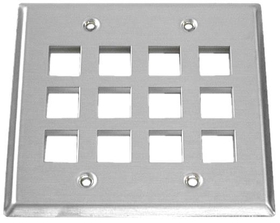 IEC WS20812 Stainless Steel Two Gang Wall Plate with 12 Cutouts for Keystone Inserts