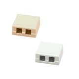 IEC WZ00802 Plastic Surface Box ( Biscuit ) with 2 Cutouts for Keystone Inserts Economy - Ivory