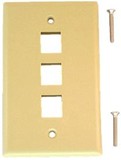 IEC WZ10803 Ivory Plastic Wall Plate with 3 Cutouts for Keystone Inserts
