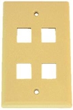 IEC WZ10804 Ivory Plastic Wall Plate with 4 Cutouts for Keystone Inserts