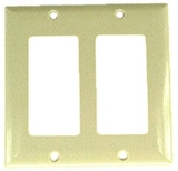 IEC WZ20002 Ivory Plastic Two Gang Wall Plate with 2 Decora style Cutouts