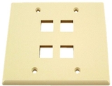 IEC WZ20804 Ivory Plastic Two Gang Wall Plate with 4 Cutouts for Keystone Inserts