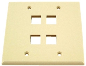 IEC WZ20804 Ivory Plastic Two Gang Wall Plate with 4 Cutouts for Keystone Inserts