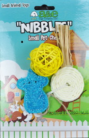 A&E Cage Company Nibbles Lollipop and Assorted Loofah Chew Toys, 3 count, NB016