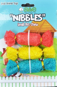 A&E Cage Company Nibbles Candy Loofah Chew Toys, 3 count, NB023