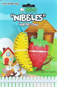 A&E Cage Company Nibbles Strawberry and Banana Loofah Chew Toys, 2 count, NB027