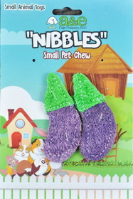 A&E Cage Company Nibbles Eggplant Loofah Chew Toys, 2 count, NB041