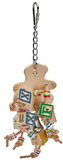 A&E Cage Company Happy Beaks Leather Bear with ABC Blocks Assorted Bird Toy, 1 count, HB698