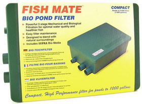 Fish Mate Compact bio Pond Filter, Max Pond 1,000 Gallons - 500 GPH, 1000 GBIO