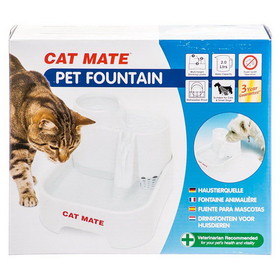 Cat Mate Pet Fountain - White, 10.5"L x 6.8"W x 8.8"H (70 Ounces), 335