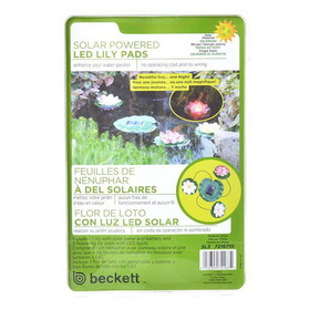 Beckett Solar LED Lily Lights for Ponds, 3 Lily Pad Lights, SL3