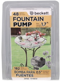Beckett Crystal Pond and Fountain Water Pump, 48 GPH, DP40