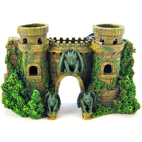 Blue Ribbon Castle Fortress with Gargoyle Ornament, Large - 10"L x 3.5"W x 5.5"H, EE-123