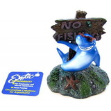 Blue Ribbon Cool Shark No Fishing Sign Ornament, 3