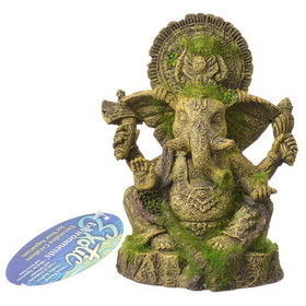 Exotic Environments Ganesha Statue with Moss Aquarium Ornament, 4.75"L x 4"W x 6.25"H, EE-694
