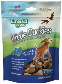 Emerald Pet Little Duckies Dog Treats with Duck and Blueberry, 5 oz, 00424-LB