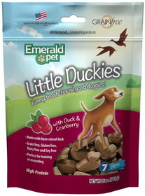 Emerald Pet Little Duckies Dog Treats with Duck and Cranberry, 5 oz, 00427-LC