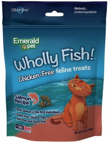 Emerald Pet Wholly Fish! Cat Treats Salmon Recipe, 3 oz, 00640-CFS