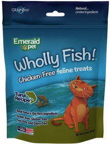 Emerald Pet Wholly Fish! Cat Treats Tuna Recipe, 3 oz, 00642-CFT