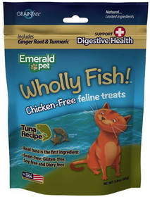 Emerald Pet Wholly Fish! Digestive Health Cat Treats Tuna Recipe, 3 oz, 00643-CFTH