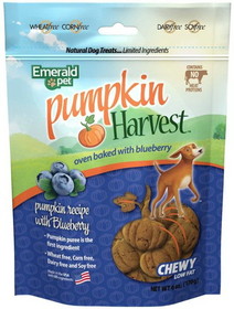 Emerald Pet Pumpkin Harvest Oven Baked Dog Treats with Blueberry, 6 oz, 00645-PB