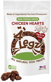 4Legz Freeze Dried Chicken Hearts Dog Treats, 4 oz, CH04