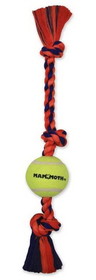 Mammoth Flossy Chews Color 3-Knot Tug with Tennis Ball 20" Medium, 1 count , 51012