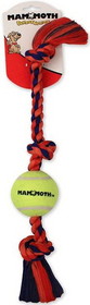 Mammoth Pet Flossy Chews Color 3 Knot Tug with Tennis Ball - Assorted Colors, Mini (11"L), 51040NF