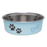 Loving Pets Stainless Steel & Light Blue Dish with Rubber Base, Small - 5.5