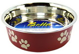 Loving Pets Stainless Steel & Merlot Dish with Rubber Base