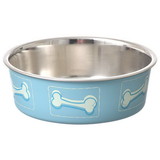 Loving Pets Stainless Steel & Coastal Blue Bella Bowl with Rubber Base, Small - 1.25 Cups (5.5