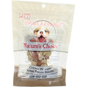 Loving Pets Natures Choice Chicken Wrapped Sweet Potato Biscuit Dog Treats, 2 oz, 8005