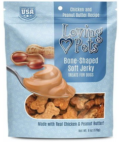 Loving Pets Bone-Shaped Soft Jerky Treats Peanut Butter, 6 oz, 8301