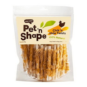 Pet 'n Shape 100% Natural Chicken Hide Twists, Regular - 50 Pack - (5" Chews), 11616