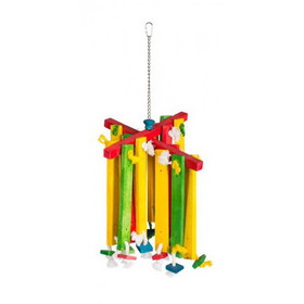 Prevue Bodacious Bites Wood Chimes Bird Toy, 1 Pack - (Approx. 12"L x 12"W x 23.25"H), 60948