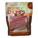 Premium Pork Chomps Assorted Munchy Sticks, 50 Pack - (Natural Beef & Chicken Flavors), DT809