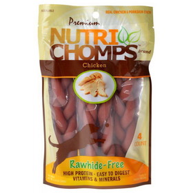 Premium Nutri Chomps Chicken Flavor Braids, 4 Count, NT013
