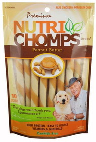 Nutri Chomps Mini Twist Dog Treat Peanut Butter Flavor, 10 count, NT063V