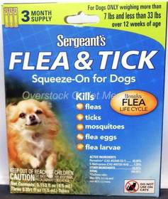 Sergeants Flea and Tick Squeeze-On Dog 33lb and Under, 3 count, 3810