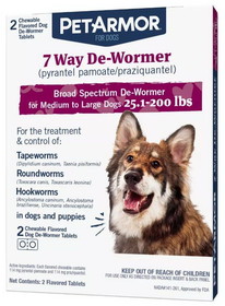 PetArmor 7 Way De-Wormer for Medium to Large Dogs (25.1-200 Pounds), 2 count, 5267