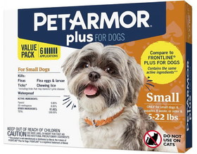 PetArmor Plus Flea and Tick Topical Treatment for Small Dogs 4-22 lbs, 3 count, 5125