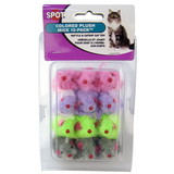 Spot Colored Fur Mice Cat Toys, 12 Pack, 2048